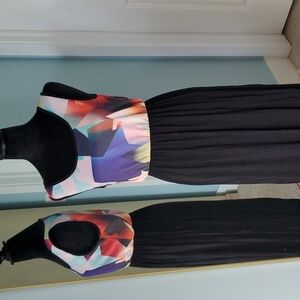 Sun & Moon Black Printed Upper Maxi Dress S